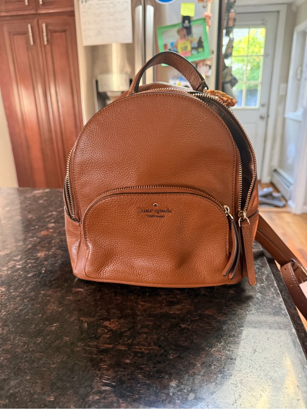 kate spade Brown Pebbled Leather Mini Backpack